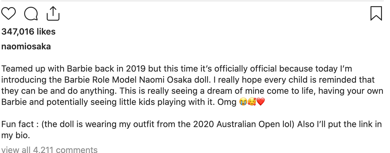 Naomi Osaka Has Her Own Barbie Doll