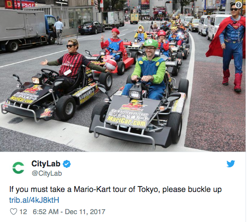 Want to race in a Mario Kart? Go to Japan, when you can