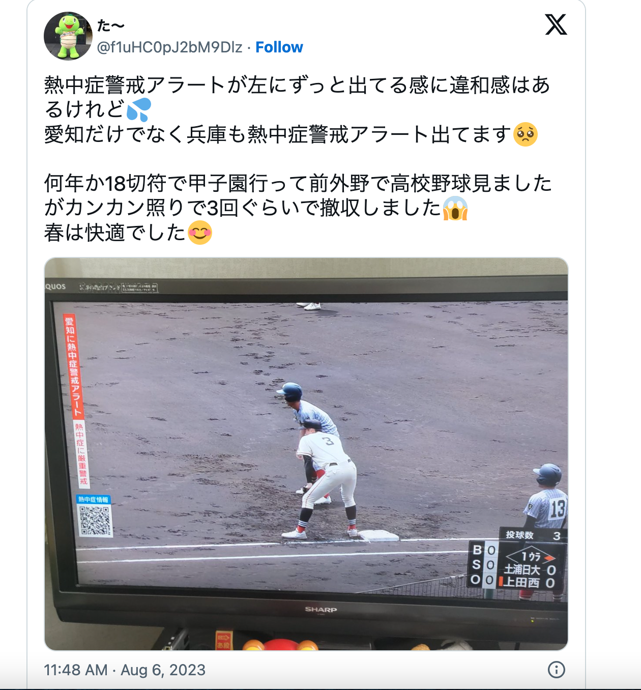 Japanese TV issues heatstroke alert, says to avoid exercise, but keeps showing high school baseball game